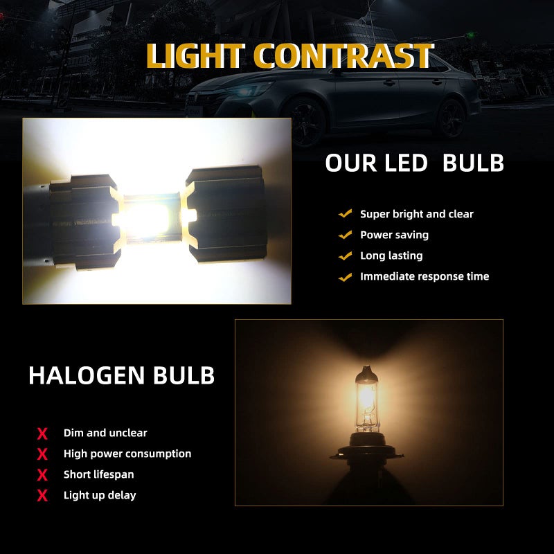 YM EBright YM E-Bright BA20D Motorcycle bulb Lamp 3 COB 18W LED Bulbs High Low Beam White Pack of 2 - Image 4